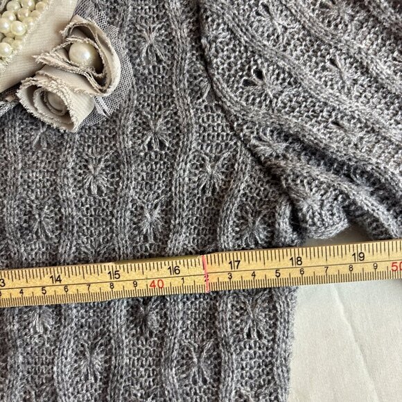 John Fashion Waffle / Ribbed Dress W Knitted Roses, Size X-Large, Sweater Dress - Picture 7 of 7